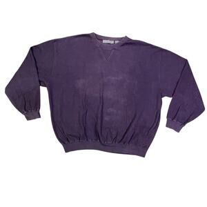Vintage Carnoustie Sweatshirt XL Purple Blank Crewneck Cotton Pullover KOREA 90s